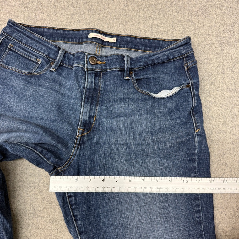 Levi's Mid Rise Skinny Jeans Size 16S Blue Denim Stretch W33 L30 Medium Wash Pan - Picture 8 of 11
